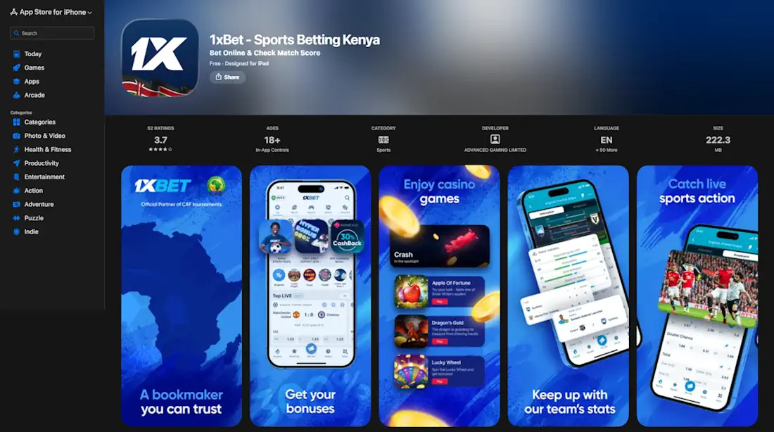 1xBet Mobile App Kenya App Store Screenshot